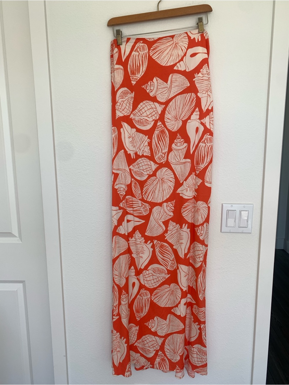 Maaji Orange Maxi Strapless Dress with Ivory Shell Print